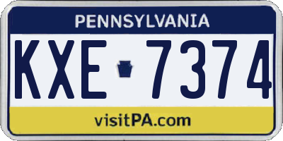 PA license plate KXE7374