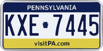 PA license plate KXE7445