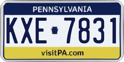 PA license plate KXE7831