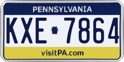 PA license plate KXE7864