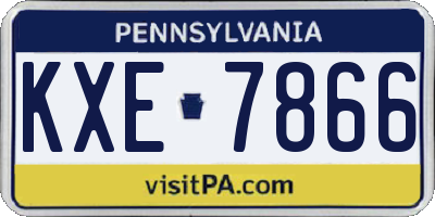 PA license plate KXE7866