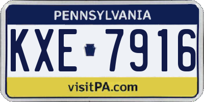 PA license plate KXE7916