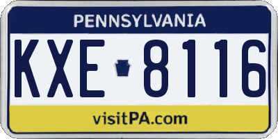 PA license plate KXE8116
