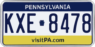 PA license plate KXE8478
