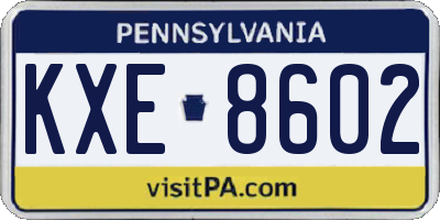 PA license plate KXE8602