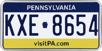 PA license plate KXE8654