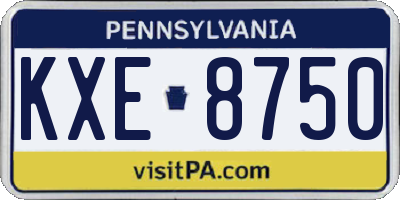 PA license plate KXE8750