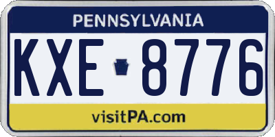PA license plate KXE8776