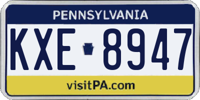 PA license plate KXE8947