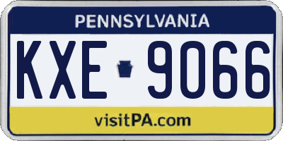 PA license plate KXE9066