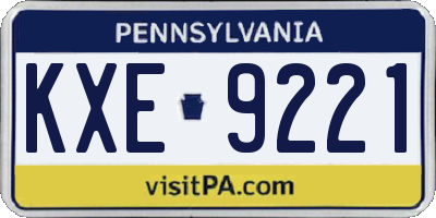 PA license plate KXE9221