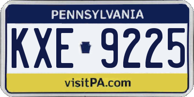 PA license plate KXE9225