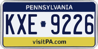 PA license plate KXE9226