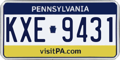 PA license plate KXE9431