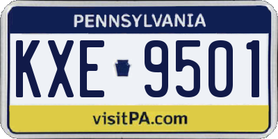 PA license plate KXE9501