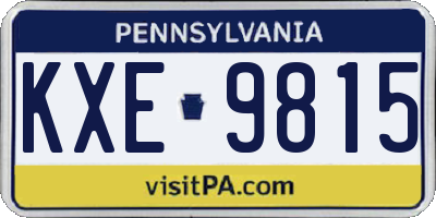 PA license plate KXE9815