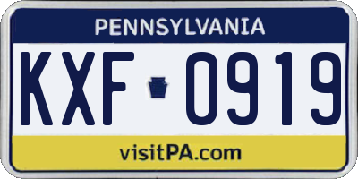 PA license plate KXF0919