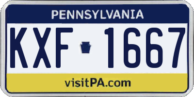 PA license plate KXF1667