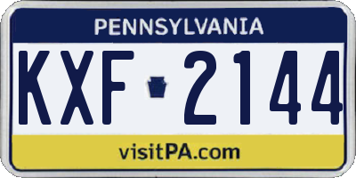 PA license plate KXF2144