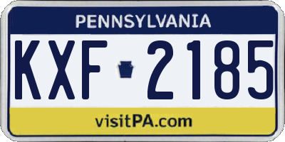 PA license plate KXF2185