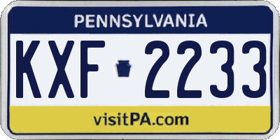 PA license plate KXF2233