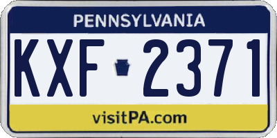 PA license plate KXF2371