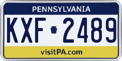 PA license plate KXF2489