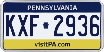 PA license plate KXF2936