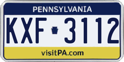 PA license plate KXF3112