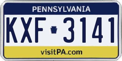 PA license plate KXF3141