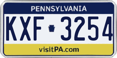 PA license plate KXF3254