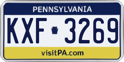 PA license plate KXF3269