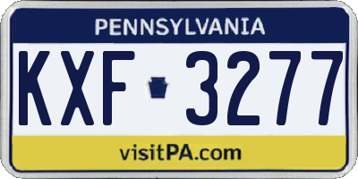 PA license plate KXF3277