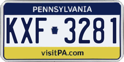PA license plate KXF3281