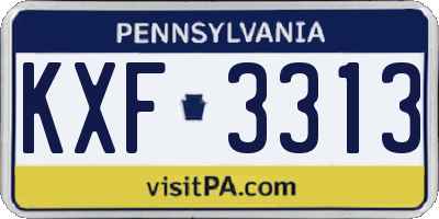 PA license plate KXF3313