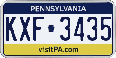 PA license plate KXF3435