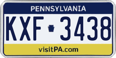 PA license plate KXF3438