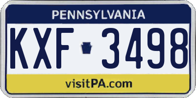 PA license plate KXF3498