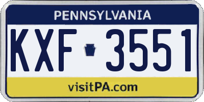 PA license plate KXF3551