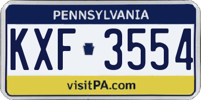 PA license plate KXF3554