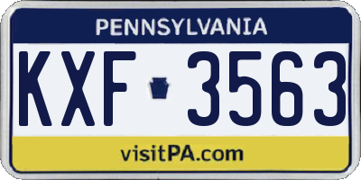 PA license plate KXF3563