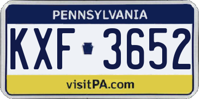 PA license plate KXF3652
