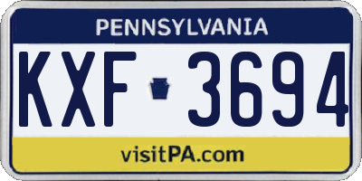 PA license plate KXF3694