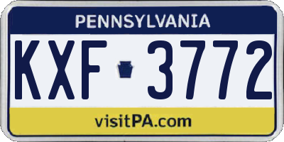 PA license plate KXF3772