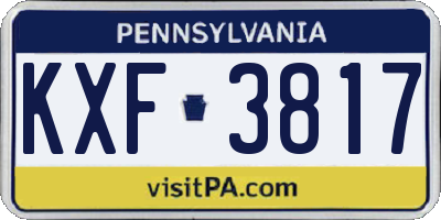 PA license plate KXF3817