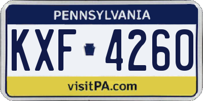 PA license plate KXF4260