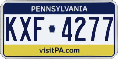 PA license plate KXF4277