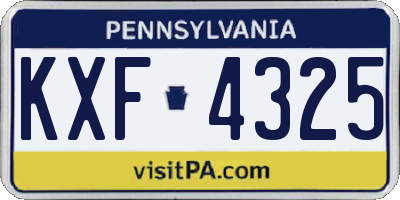 PA license plate KXF4325