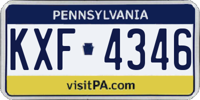 PA license plate KXF4346