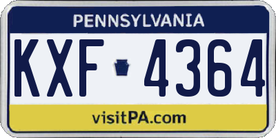 PA license plate KXF4364